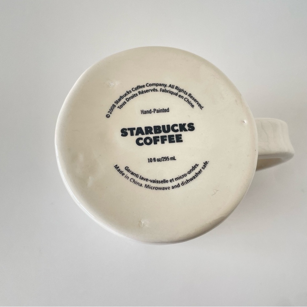 Starbucks GROW Coffee Mug Cup Green Interior 10oz Hand Painted Collectible 2008 - Picture 4 of 7